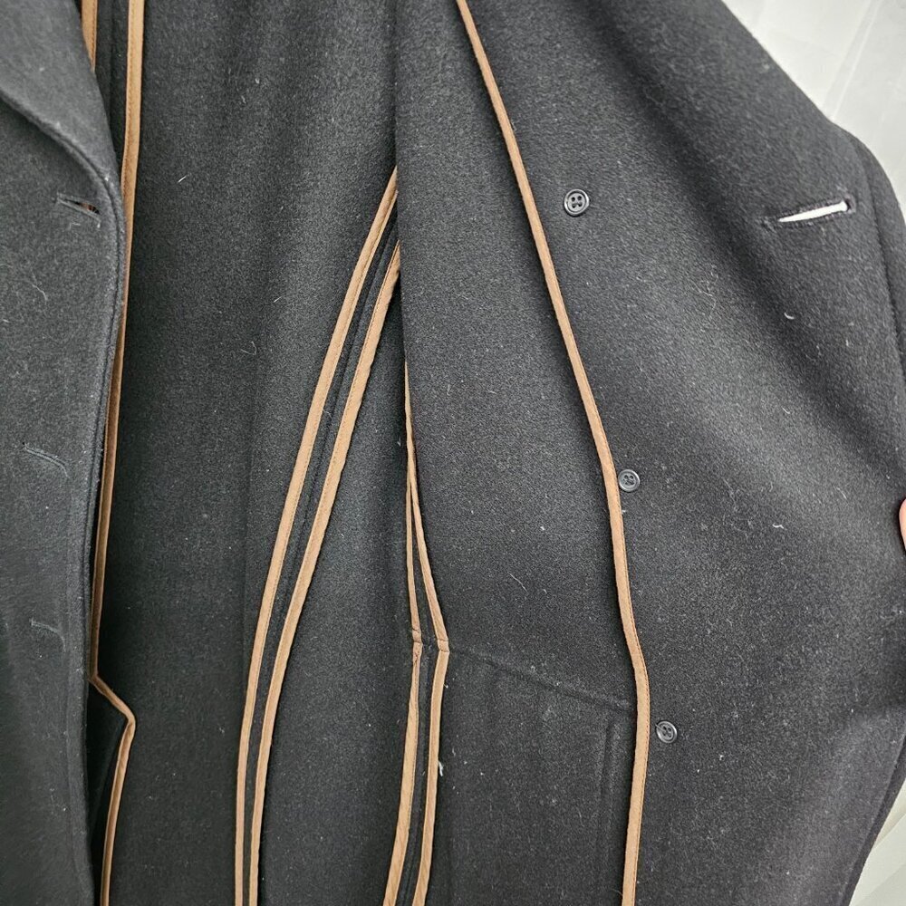 Vintage J. Crew Black Pea Car Coat Wool Blend Preppy Military Winter M - Picture 12 of 15